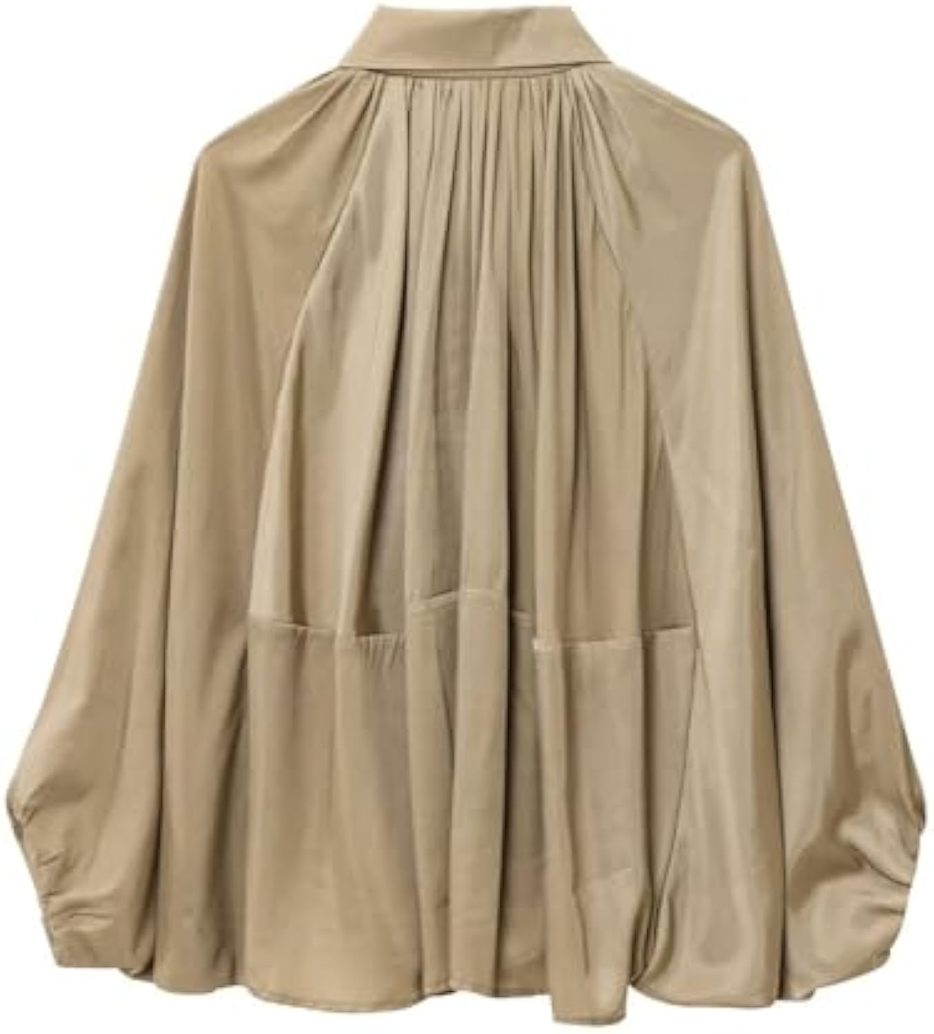 Women's Puffed Bomber Jacket Oversized Streetwear Casual Batwing Sleeve Lapel Collar Zip Front Pleated Shirts