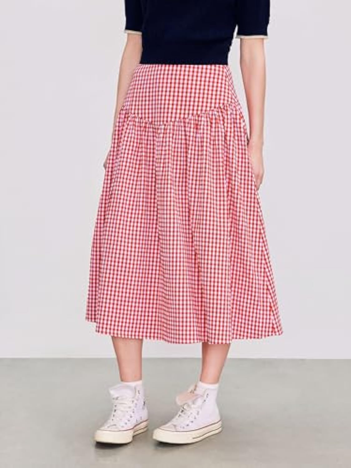 Gingham Long Skirts for Women Maxi Plaid Skirt A Line High Waist Summer Skirts Casual Trendy