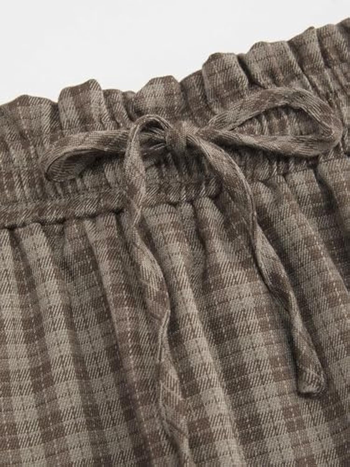 Elastic Waist Check Knotted Tiered Maxi Skirt
